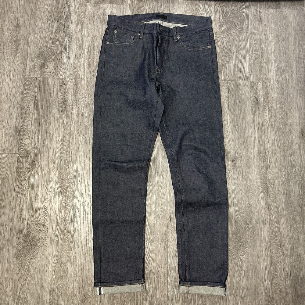 Uniqlo Jeans Mens 31x30 Indigo Blue Selvedge Kaihara Slim Straight Denim